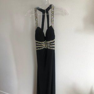 Black Long Gown Jewel Embellishment